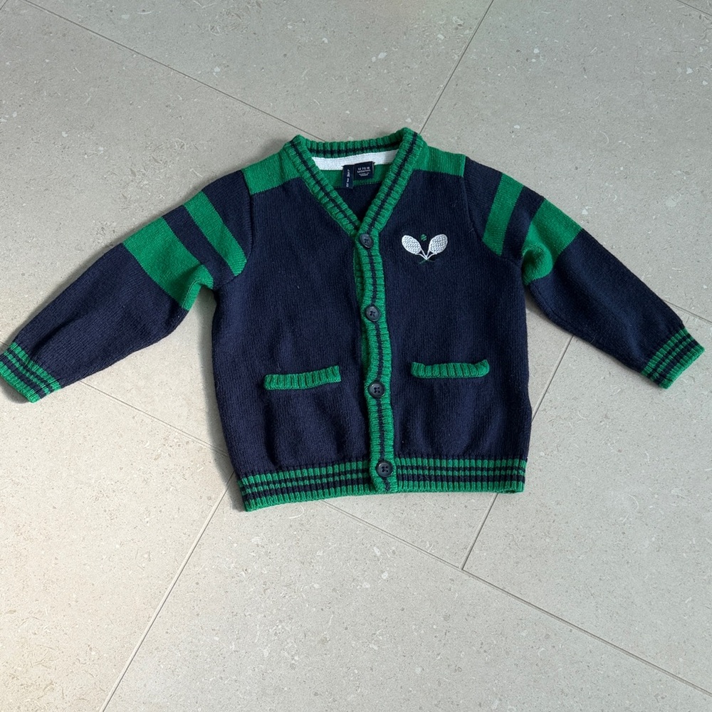 Janie and Jack Navy Tennis Cardigan